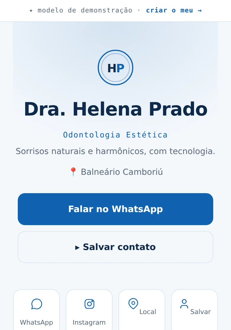 Cartão digital modelo Odontologia — dentista estética