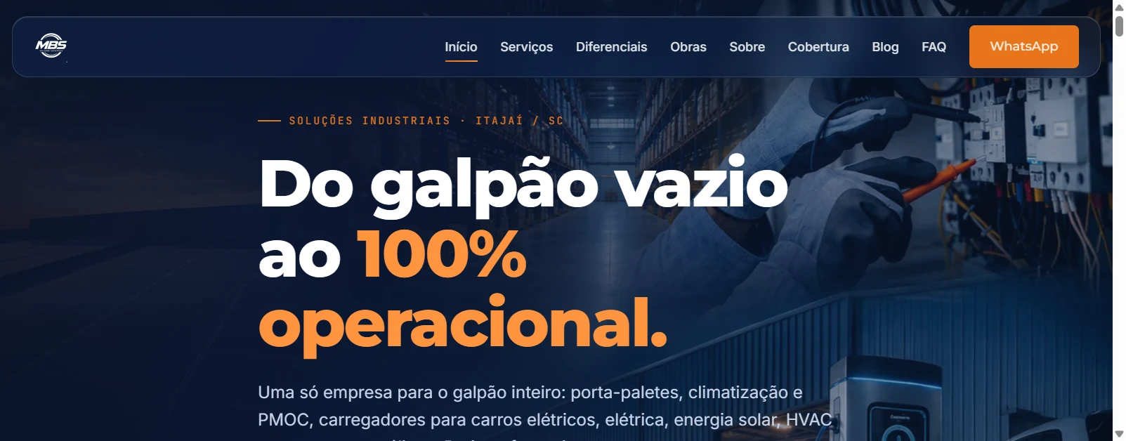 Site MBS Soluções Industriais — indústria B2B